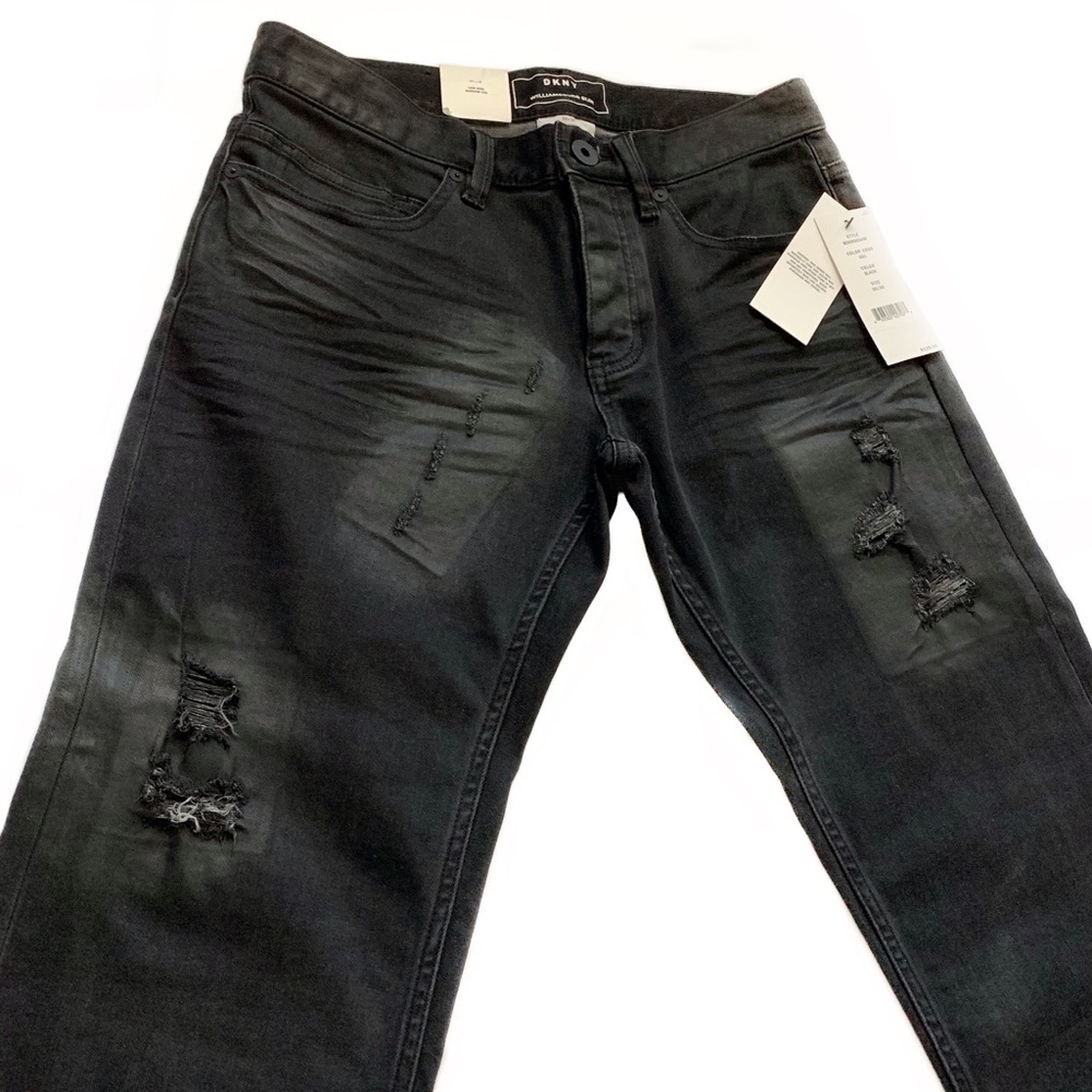 DKNY Jeans Size 30 Black Williamsburg Low Rise  Narrow Leg Slim Jeans NWT
